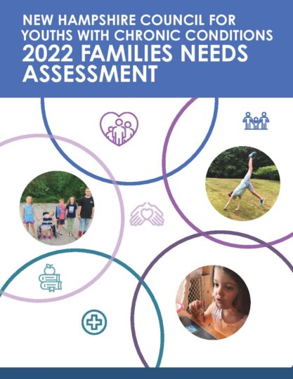 Report Cover with circle pictures of children surrounded by graphic design lines
